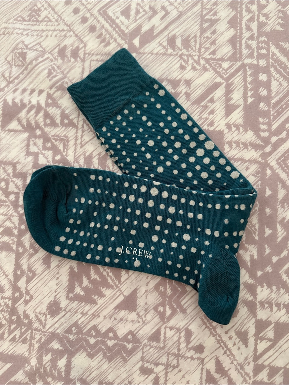J. Crew Teal Dress Socks with White Dot Pattern NWOT